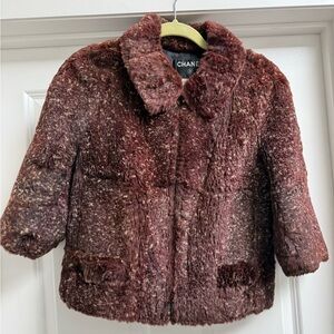 CHANEL 100% Rabbit Fur vintage Cropped Jacket